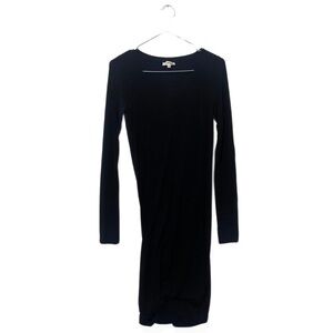Wilfred Free | Aritzia Black Scoop Neck Ruched Long Sleeve Dress Size Small